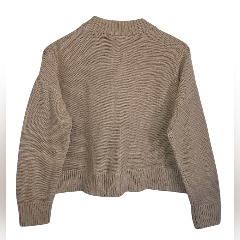Quince 100% Organic Cotton Cropped Cardigan in Camel Size S - Picture 2 of 4